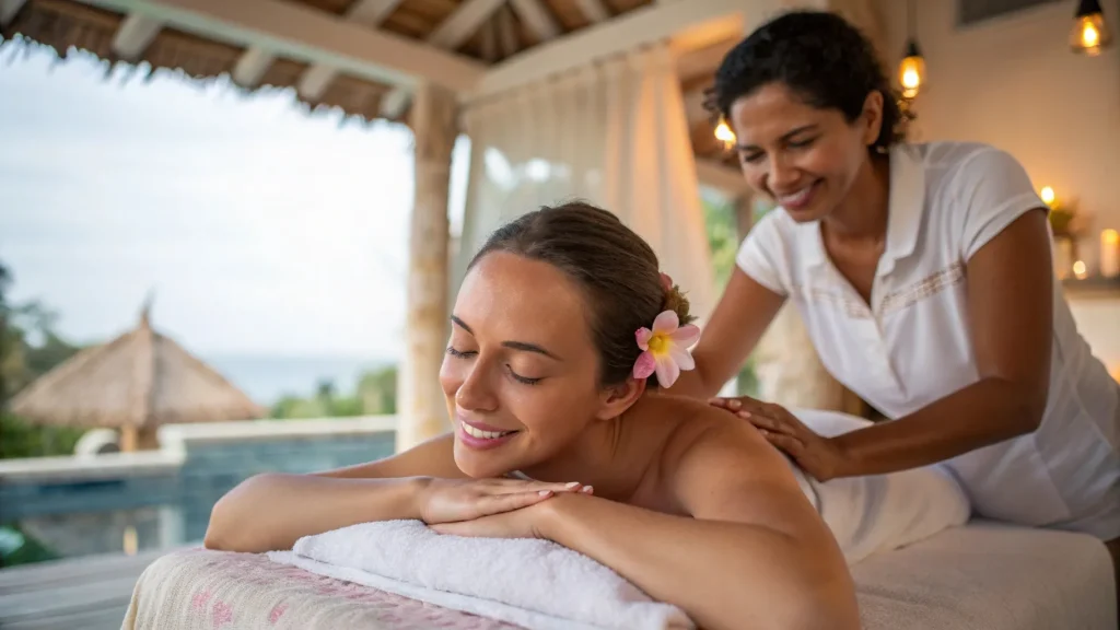 A Balinese massage in an open-air pavilion